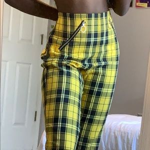yellow plaid pants